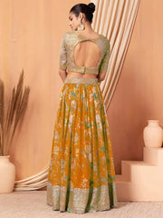 Amazing Orange Color Sequins Organza Event Wear Lehenga Choli - Ethnic Plus In