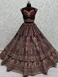 Amazing Pink Dori Work Velvet Bridal Lehenga Choli With Double Dupatta - Ethnic Plus In
