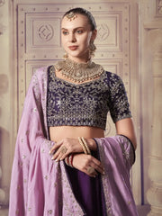 Amazing Purple Sequins Silk Wedding Wear Lehenga Choli With Dupatta - Ethnic Plus In