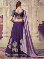 Amazing Purple Sequins Silk Wedding Wear Lehenga Choli With Dupatta - Ethnic Plus In