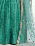 Amazing Rama Color Embroidered Net Engagement Wear Lehenga Choli - Ethnic Plus In