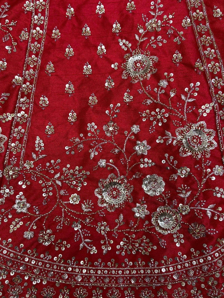 Amazing Red Hand Work Net Bridal Lehenga Choli With Double Dupatta - Ethnic Plus In