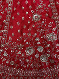 Amazing Red Hand Work Net Bridal Lehenga Choli With Double Dupatta - Ethnic Plus In