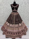 Amazing Wine Color Velvet Bridal Lehenga Choli With Dupatta - Ethnic Plus In