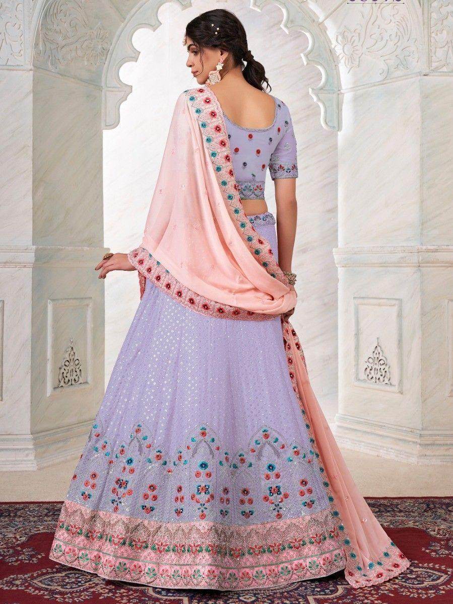 Amazing Lilac Floral Embroidered Georgette Festival Wear Lehenga Choli