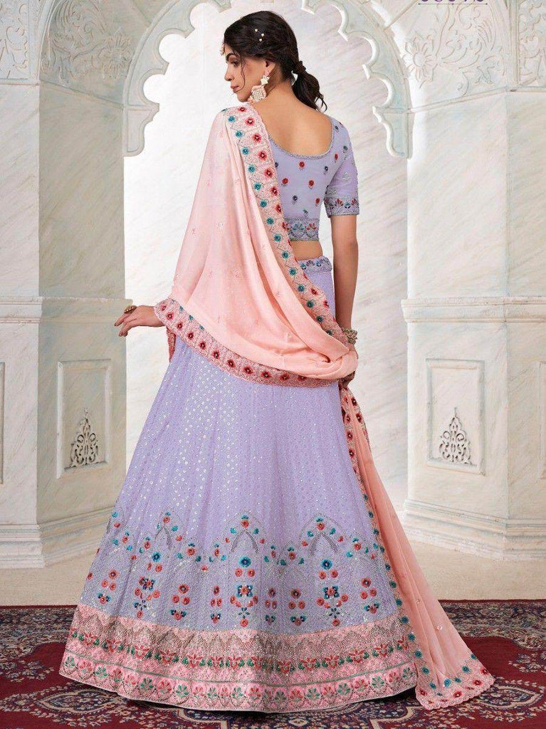 Amazing Lilac Floral Embroidered Georgette Festival Wear Lehenga Choli