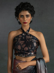 Amazing Pink & Grey Satin Reception Wear Pre-Stitched Saree