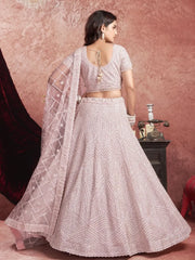 Appealing Baby Pink Sequins Work Net Bridal Wear Lehenga Choli - Ethnic Plus In