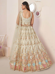 Beautiful Off-White Thread Work Net Designer Lehenga Choli