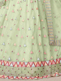 Magnetic Green Sequins Net Festival Wear Lehenga Choli With Dupatta