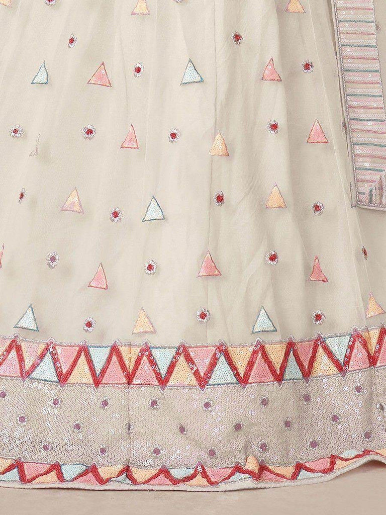 Stunning Off-Whiite Sequins Net Traditional Lehenga Choli With Dupatta