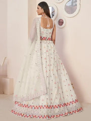Stunning Off-Whiite Sequins Net Traditional Lehenga Choli With Dupatta