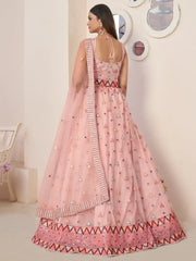 Enchanting Pink Sequins Net Designer Lehenga Choli With Dupatta