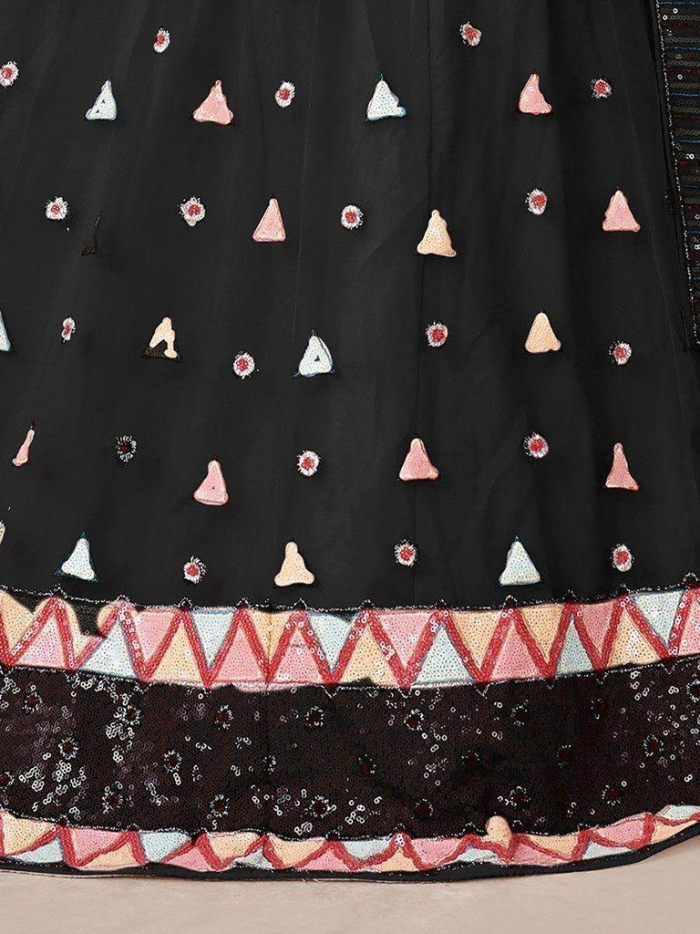 Charming Black Thread Work Net Reception Wear Lehenga Choli
