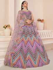 Precious Lavender Sequins Net Engagement Wear Lehenga Choli