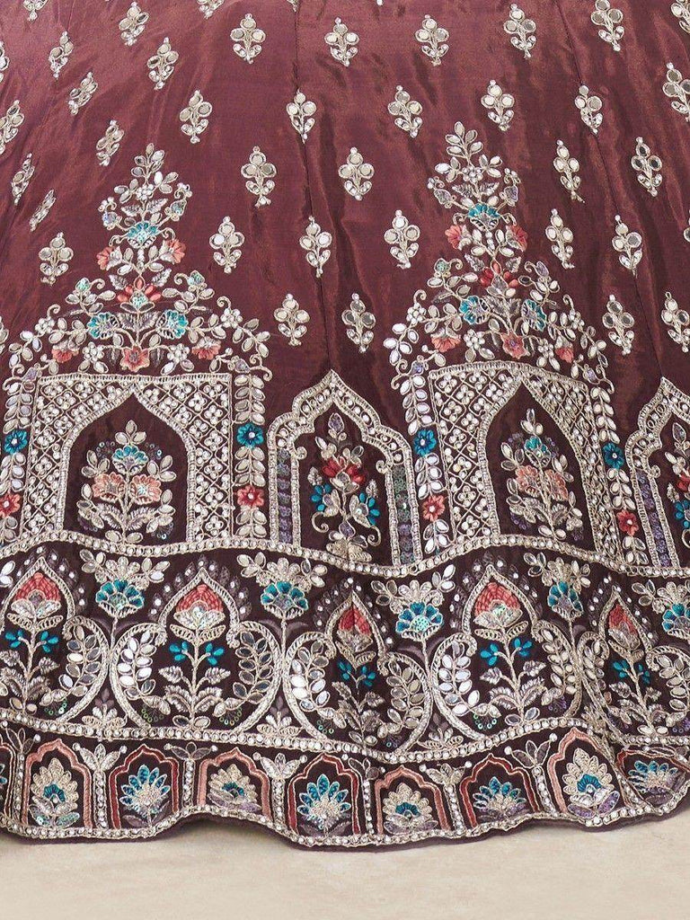 Beautiful Maroon Stone Work Satin Designer Lehenga Choli