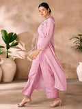 Enchanting Baby Pink Hand Work Organza Party Wear Co-Ord Set