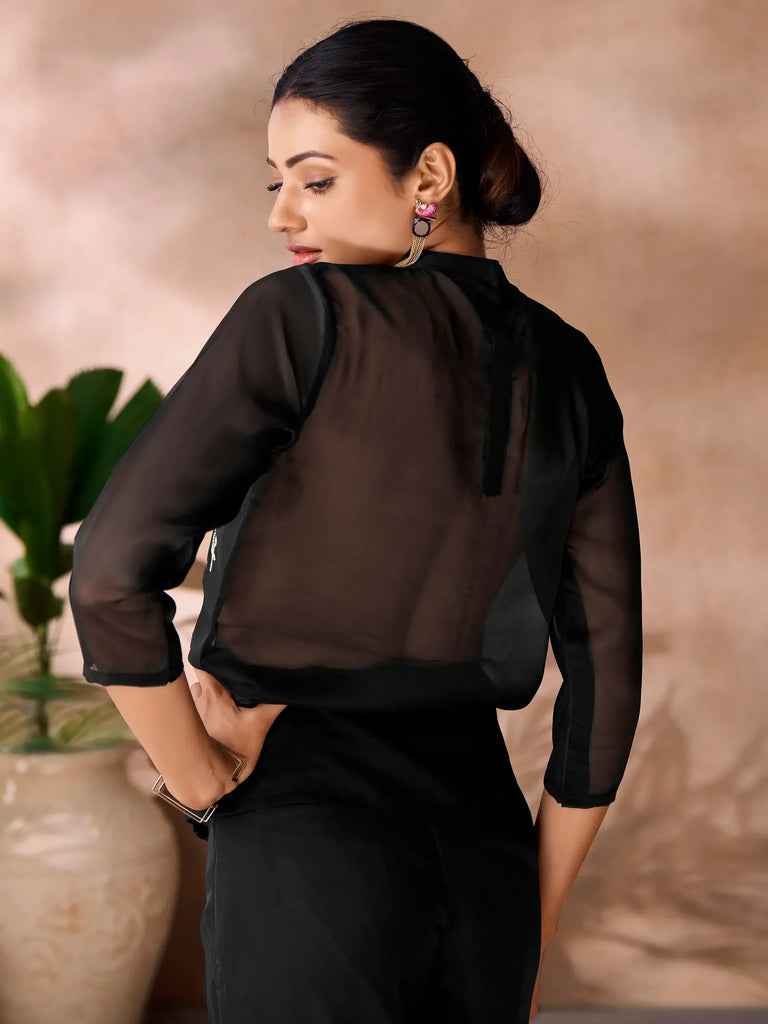 Glamorous Black Hand Work Organza Western Wear Co-Ord Set