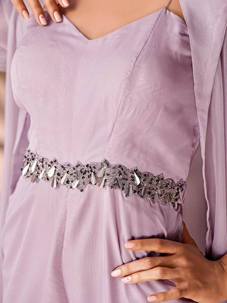 Fabulous Lavender Hand Work Organza Designer Co-Ord Set