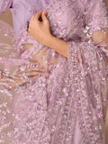 Gorgeous Lavender Sequins Net Reception Wear Saree With Blouse
