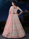Attractive White Sequins Net Wedding Lehenga Choli With Dupatta