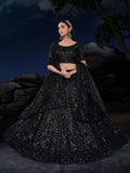 Gorgeous Black Sequins Net Reception Wear Lehenga Choli With Dupatta