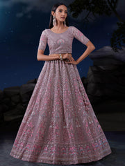 Captivating Dusty Purple Sequins Net Bridesmaid Lehenga Choli