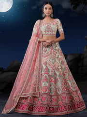 Bewitching Off-White Sequins Georgette Lehenga Choli With Dupatta
