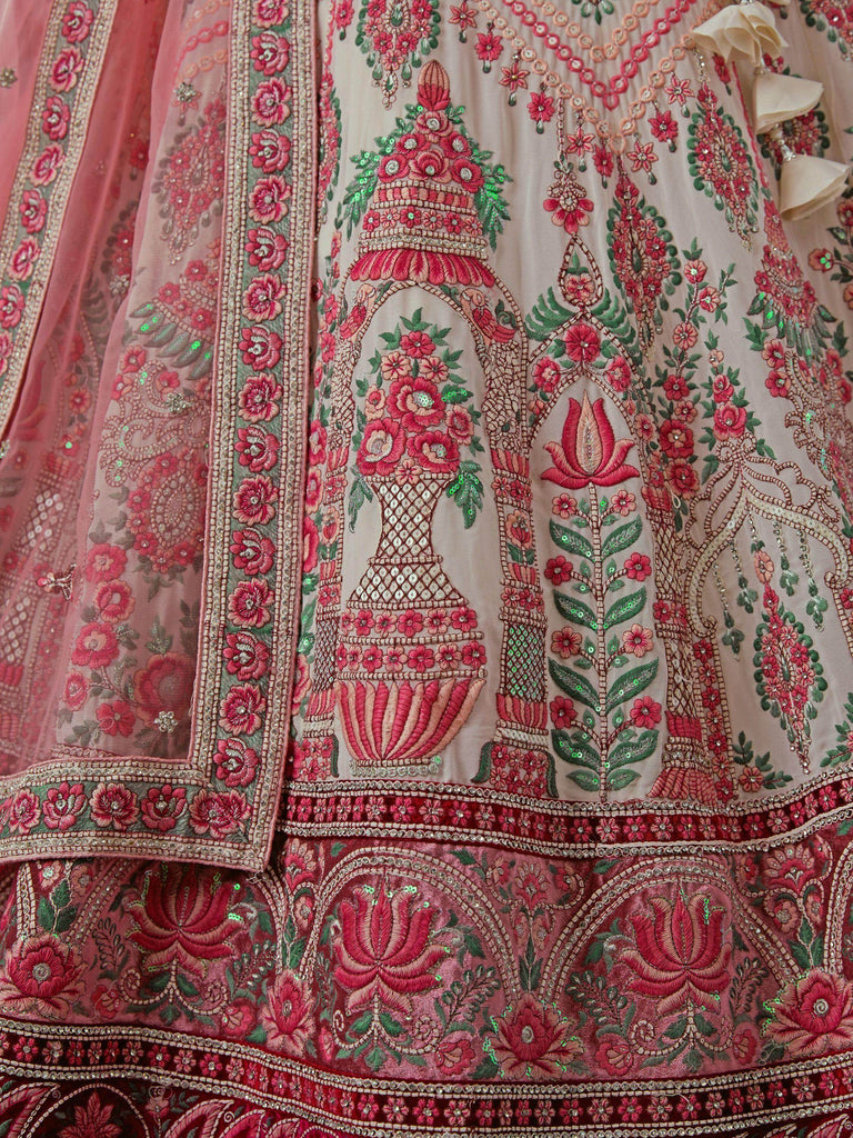 Bewitching Off-White Sequins Georgette Lehenga Choli With Dupatta