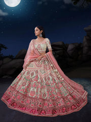 Bewitching Off-White Sequins Georgette Lehenga Choli With Dupatta