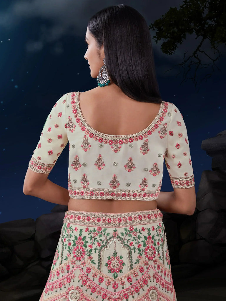 Bewitching Off-White Sequins Georgette Lehenga Choli With Dupatta