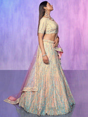Stunning Off-White Sequins Organza Designer Lehenga Choli