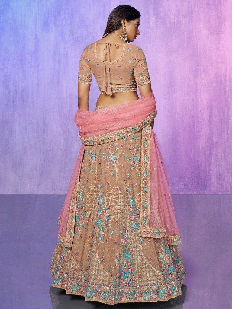Lovely Mauve Floral Embroidered Georgette Sangeet Wear Lehenga Choli