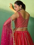 Fascinating Red Sequins Georgette Wedding Wear Lehenga Choli