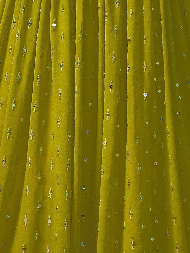 Precious Green Sequins Georgette Mehendi Wear Lehenga Choli