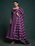 Beautiful Purple Printed Organza Event Wear Salwar Suit With Dupatta