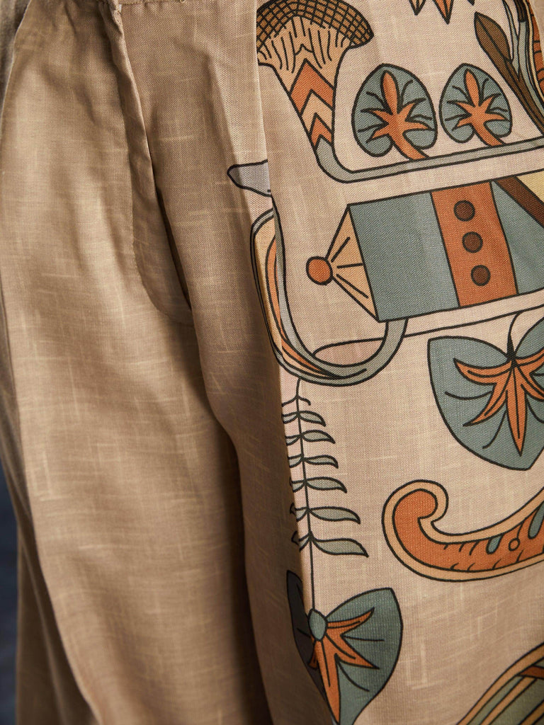 Bewitching Brown Printed Linen Western Wear Co-Ord Set