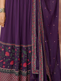 Astonishing Purple Embroidered Georgette Palazzo Suit With Dupatta