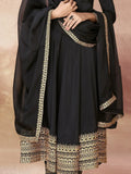Amazing Black Heavy Embroidered Border Anarkali Suit With Dupatta