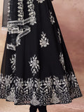 Wonderful Black Embroidered Georgette Salwar Kameez With Dupatta