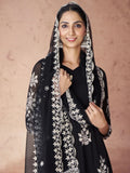 Wonderful Black Embroidered Georgette Salwar Kameez With Dupatta