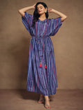 Charming Blue Printed Art Silk Festival Wear Readymade Kaftan