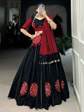 Artistic Black Pure Cotton Patch Work Navratri Wear Lehenga Choli - Ethnic Plus In