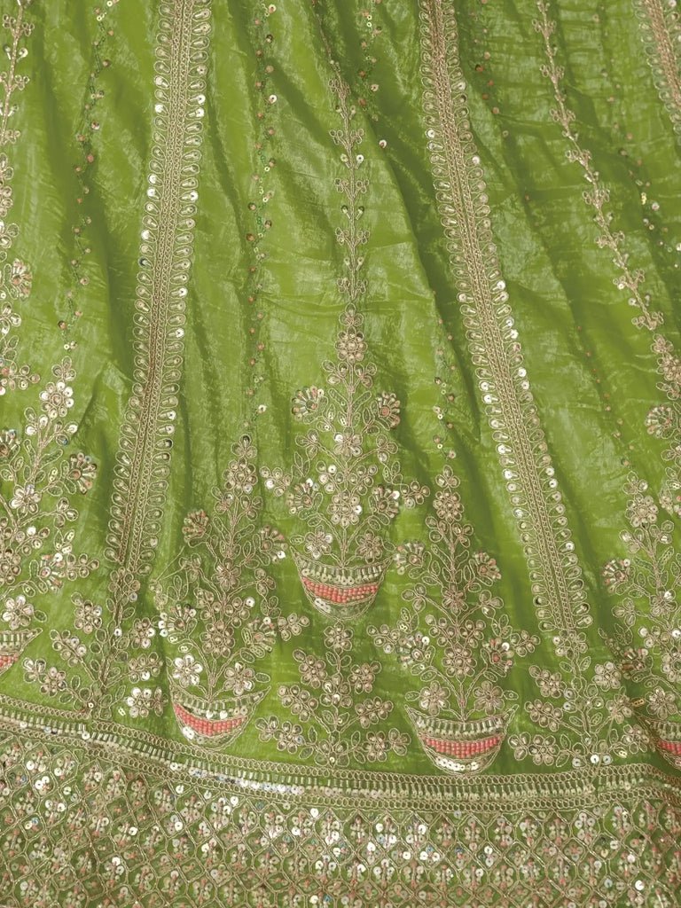 Astonishing Green Sequins Work Silk Mehendi Wear Lehenga Choli With Dupatta - Ethnic Plus In