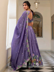 Astonishing Lavender Embroidered Wedding Lehenga Choli With Dupatta - Ethnic Plus In