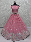 Astonishing Pink Sequins Chinon Engagement Wear Lehenga Choli - Ethnic Plus In