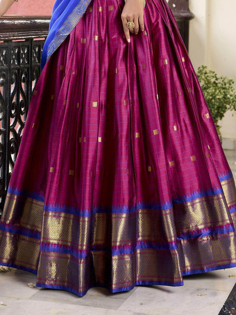 Astonishing Pink Zari Weaving Silk Traditional Lehenga Choli With Dupatta - Ethnic Plus In