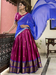 Astonishing Pink Zari Weaving Silk Traditional Lehenga Choli With Dupatta - Ethnic Plus In