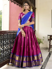 Astonishing Pink Zari Weaving Silk Traditional Lehenga Choli With Dupatta - Ethnic Plus In