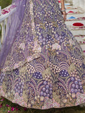 Astonishing Purple Embroidered Net Engagement Wear Lehenga Choli - Ethnic Plus In